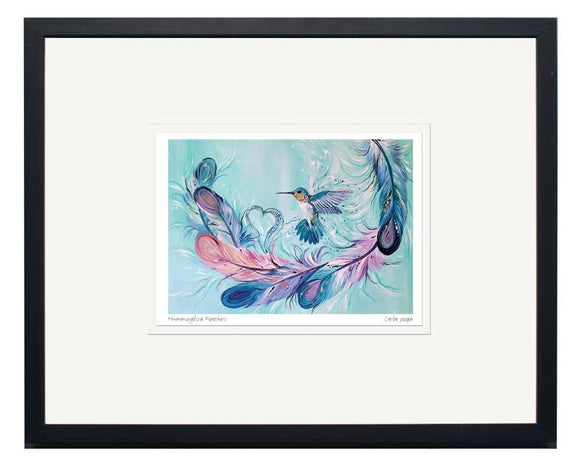 Hummingbird Feathers - small framed and matted print