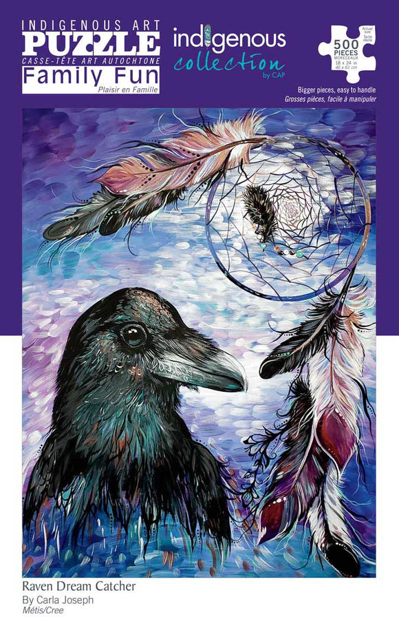 Raven Dream Catcher 500 piece puzzle by artist Carla Joseph