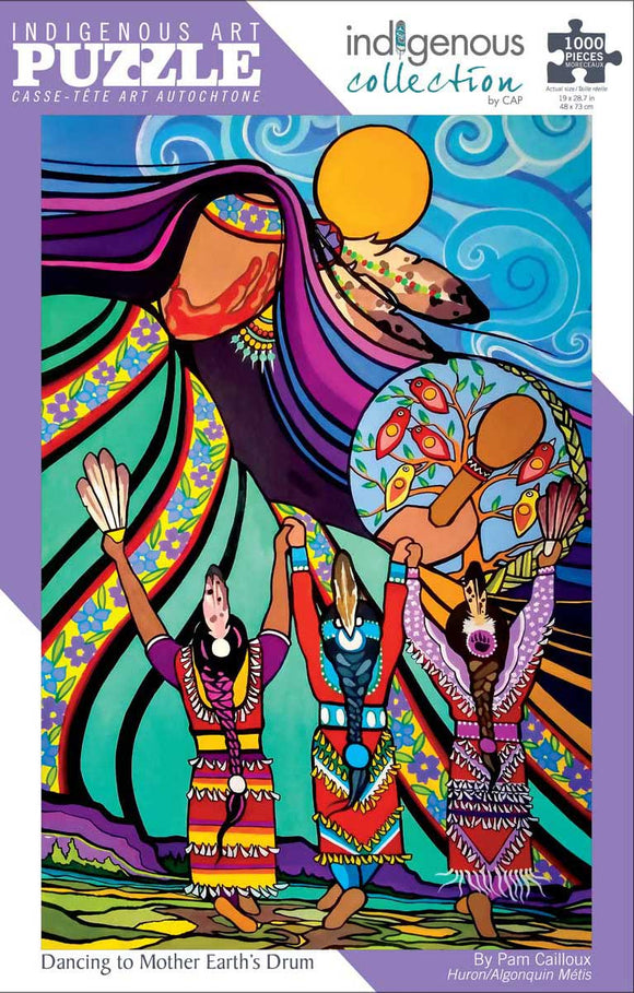 Dancing to Mother Earth's Drum 1000 piece puzzle by artist Pam Cailloux