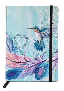 Hummingbird Feathers lined journal by artist Carla Joseph