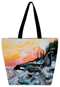 Killer Whale Sunset Tote Bag