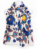 White Floral Garden Eco Scarf by artist Jim Oskineegish