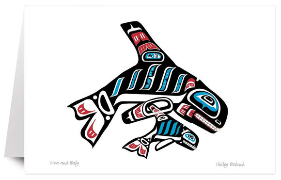 Orca and Baby by artist Shirley Babcock - Coast Salish/Kwakwaka'wakw.