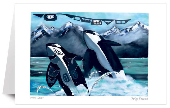 Orca Sisters by artist Shirley Babcock - Coast Salish/Kwakwaka'wakw.