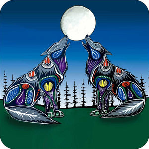 Howling Duo coasters by artist Jessica Somers