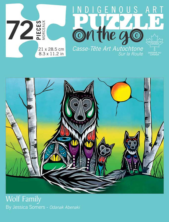 Wolf Family Puzzle - On The Go - 72 Pcs by artist Jessica Somers. Indigenous Collection.