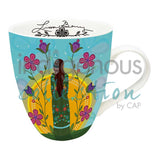 Shine On Signature Mug by artist Lisa Berry. Her cultural background is MŽtis. The artist is paid a royalty on every sale.  Mugs are 18 oz., and feature the artist's signature on the inside. They are made of fine china, individually boxed, and are microwave and dishwasher safe.