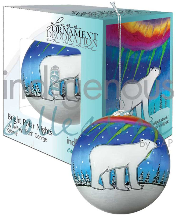 Bright Polar Nights Glass Ornament by artistJeffrey Red George
