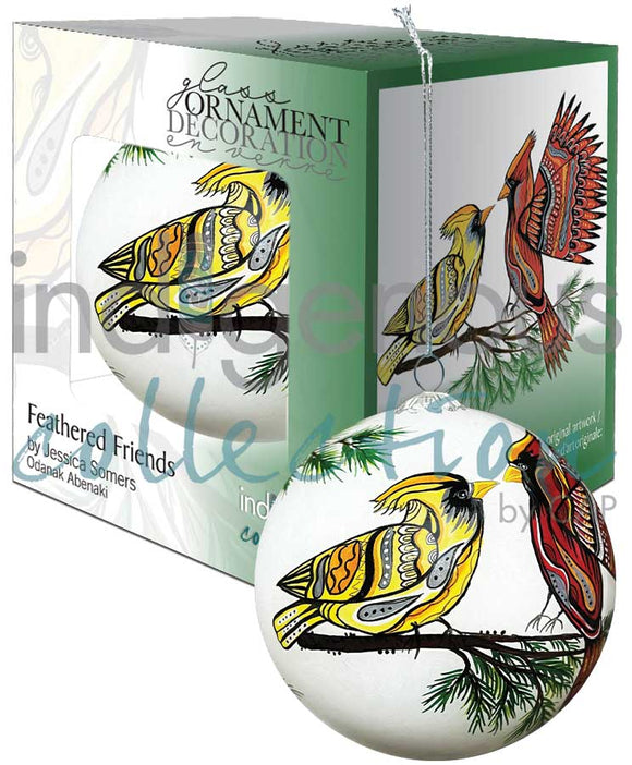 Feathered Friends Glass Ornament by artistJessica Somers