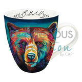 Sacred Paint: Ethereal Passage Signature Mug by artist Brandon Gabriel. His cultural background is St—_l_ / Coast Salish. The artist is paid a royalty on every sale.  Mugs are 18 oz., and feature the artist's signature on the inside. They are made of fine china, individually boxed, and are microwave and dishwasher safe.