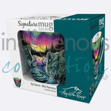 Sky Dance - Wild Harmony Signature Mug by artist Amy Keller-Rempp. Her cultural background is Mohawk. The artist is paid a royalty on every sale.  Mugs are 18 oz., and feature the artist's signature on the inside. They are made of fine china, individually boxed, and are microwave and dishwasher safe.