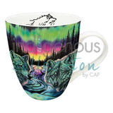 Sky Dance - Wild Harmony Signature Mug by artist Amy Keller-Rempp. Her cultural background is Mohawk. The artist is paid a royalty on every sale.  Mugs are 18 oz., and feature the artist's signature on the inside. They are made of fine china, individually boxed, and are microwave and dishwasher safe.