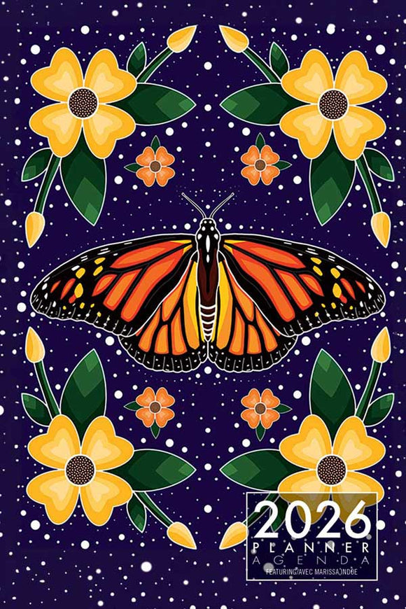 Monarch Butterfly 2026 planner by artist Melissa Indoe