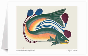 Iqalutsiavak (Beautiful Fish) (Stonecut & Stencil, 66.3 X 81.3cm) - 9" x 6" Art Card