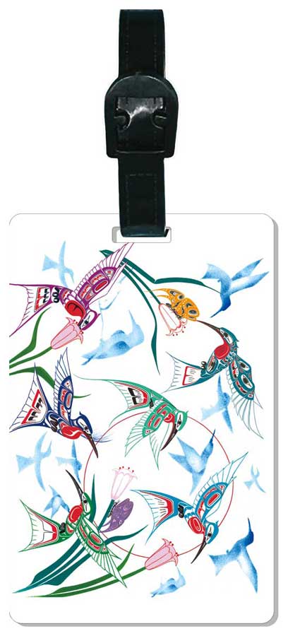 Garden of Hummingbirds luggage tag by artist Richard Shorty