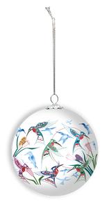 Garden of Hummingbirds Glass Ornament