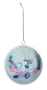 Hummingbird Feathers Glass Ornament