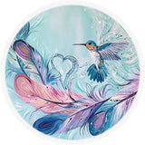 Hummingbird Feathers round beach towel blanket by artist Carla Joseph