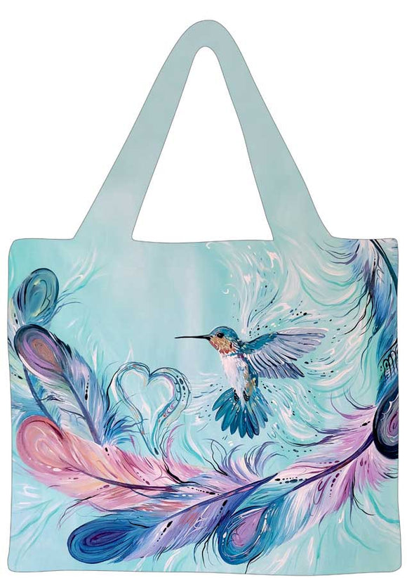 Hummingbird Feathers Foldable Backpack by artist Carla Joseph