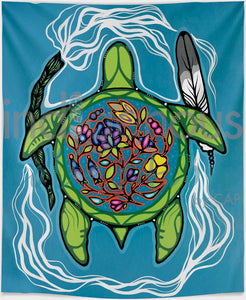 Prayers for Turtle Island fleece blanket by artist Jackie Traverse