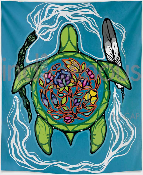 Prayers for Turtle Island fleece blanket by artist Jackie Traverse