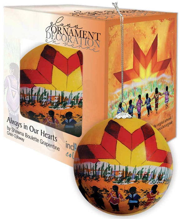 Always in Our Hearts Hand Painted Glass Ornament