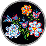 Happy Flowers round beach towel blanket by artist Patrick Hunter