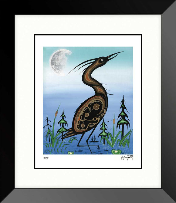 Blue Heron framed limited edition by artist Jeffrey Red George