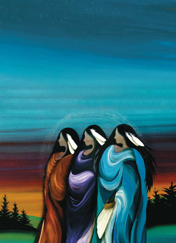 Three Sisters tea towel by artist Betty Albert