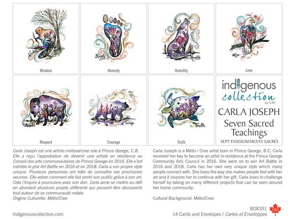 Seven Sacred Teachings boxed note cards by artist Carla Jospeh