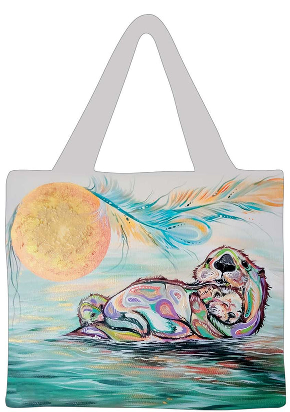 Otter Family reusable shopping bag by artist Carla Jospeh