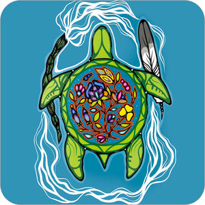 Prayers for Turtle Island coasters by artist Jackie Traverse