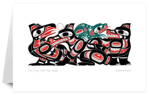 Crow, Frog, Wolf, Bear Design - 9" x 6" Art Card