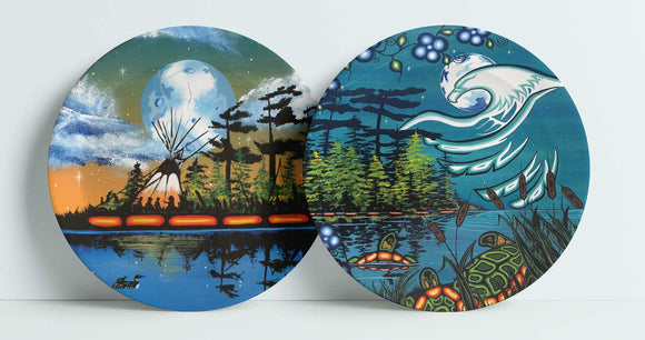 Tranquility & Teaching decorative plates by artist William Monague