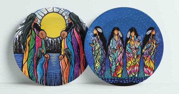 Bringing Good Medicine & Mother Daughter Water Song plate set by artist Jackie Traverse