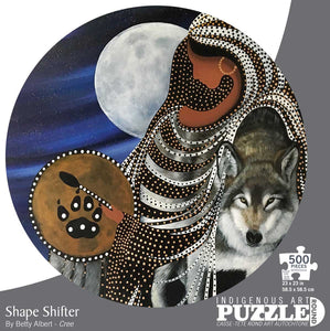 Shape Shifter 500 piece round puzzle by artist Betty Albert