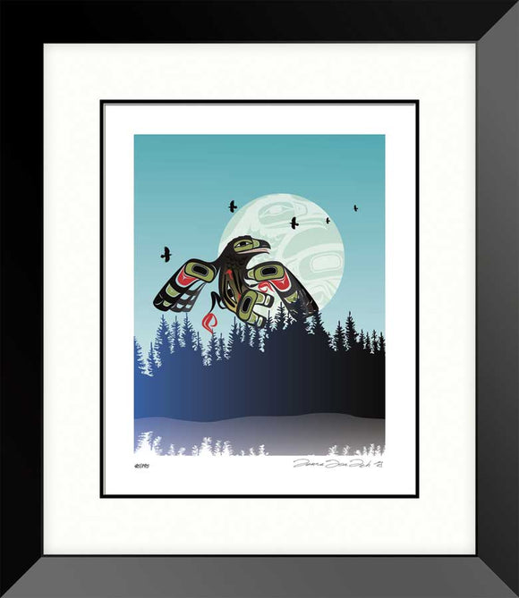 Crow Drum Full Moon Framed Limited Edition