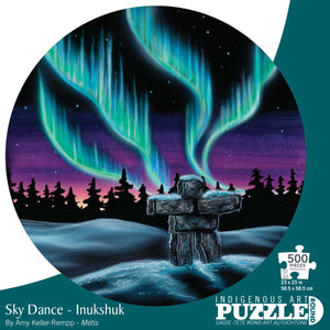 Sky Dance - Inukshuk 500 piece Round Puzzle