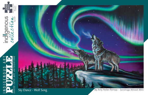 Sky Dance - Wolf Song 1000 piece puzzle by artist Amy Keller-Rempp