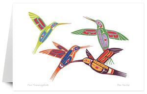 Four Hummingbirds - 9" x 6" Art Card