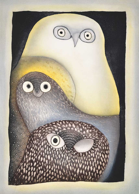 magnet Owls in Moonlight by Ningeokuluk Teevee