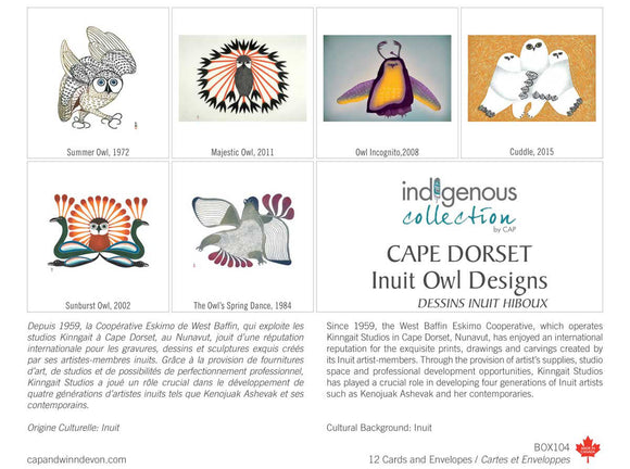 Cape Dorset Inuit Owl Designs Boxed Note Cards