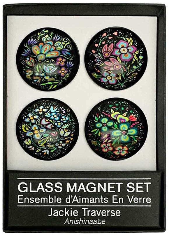 Floral glass magnet set by artist Jackie Traverse