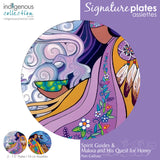 Spirit Guides & Makwa and his quest for Honey decorative plates by artist Pam Cailloux