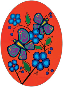 Butterflies and Flowers sticker by artist Jim Oskineegish
