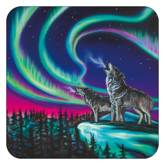 Sky Dance - Wolf Song coasters by artist Amy Keller-Rempp