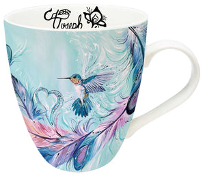 Hummingbird Feathers mug by artist Carla Joseph