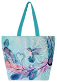 Hummingbird Feathers tote bag by artist Carla Joseph