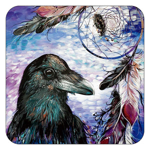 Raven Dreamcatcher coasters by artist Carla Joseph