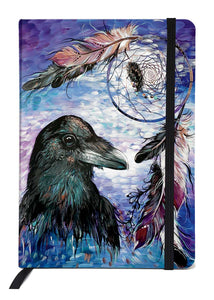 Raven Dream Catcher lined journal by artist Carla Joseph